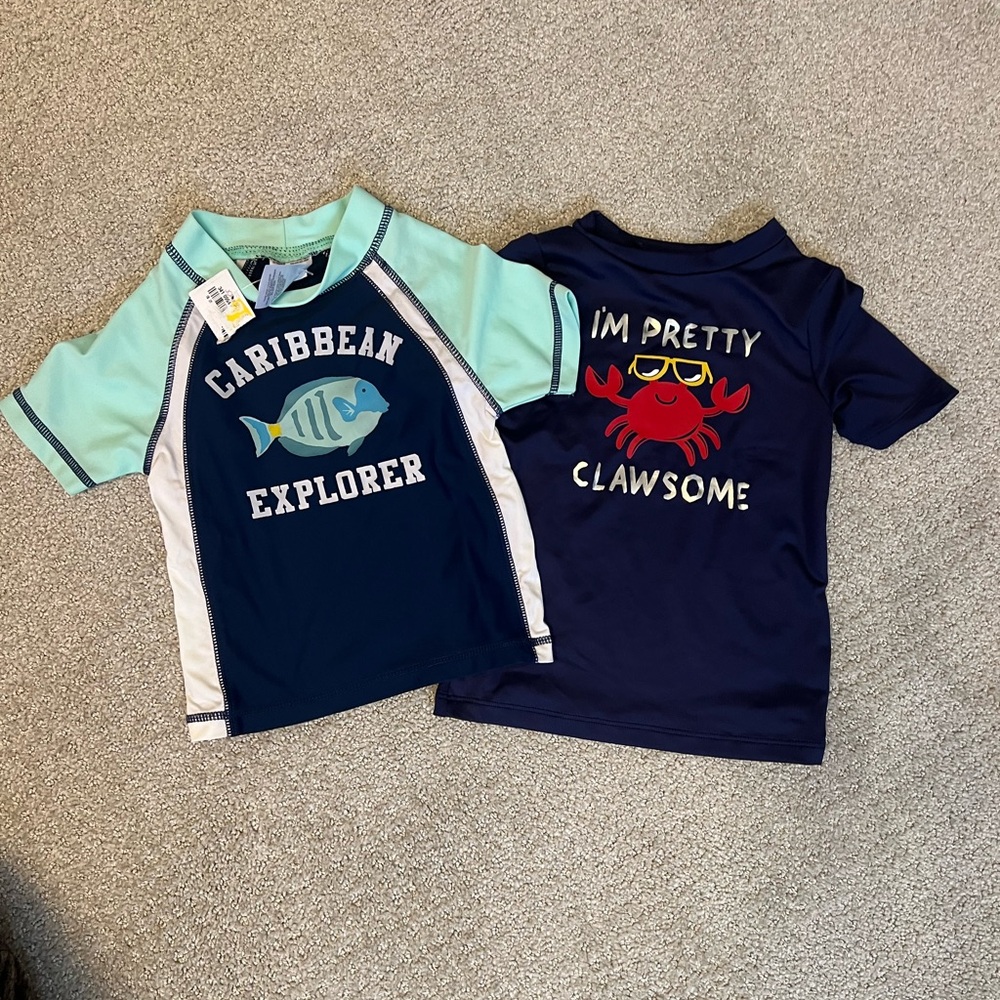 Bundle of 2 Baby Swim Tops Caribbean Explorer & Clawsome Size: 12 and 18 mos